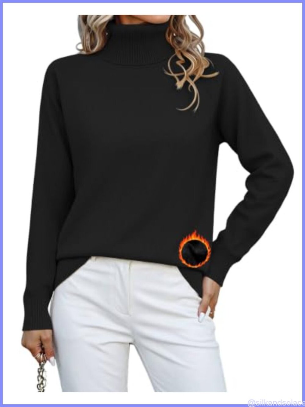 Turtleneck Sweater Fleece Sherpa Lined Long Sleeve Pullover